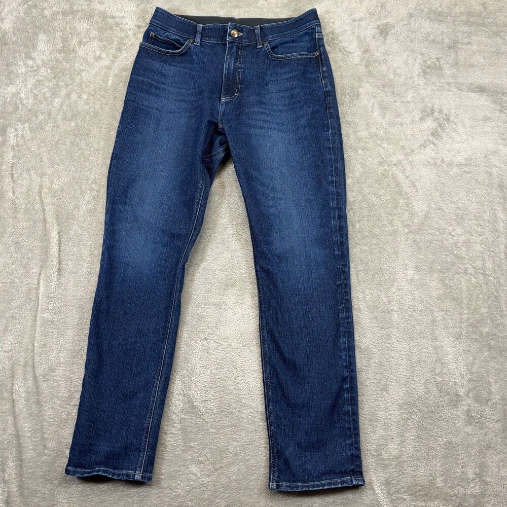 Lee Jeans Mens 32x31 Blue Denim Straight Elastic Waist Sample Tag Extreme Motion